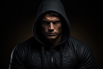 Young man in black hoodie