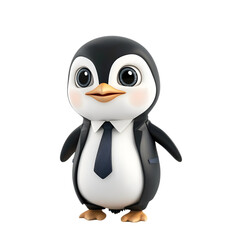 Fototapeta premium Cheerful penguin in business wear with a playful smile on a clear background.