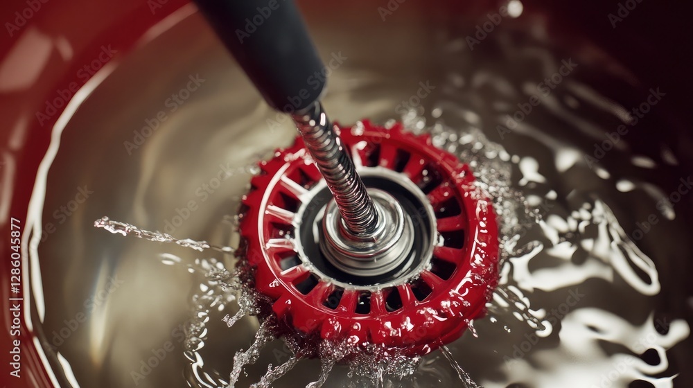 Poster advanced drain cleaner with interchangeable auger heads for different clog types