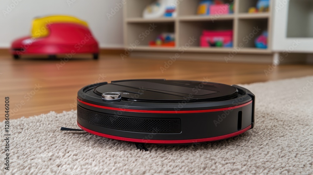 Poster advanced robotic vacuum with d obstacle detection avoiding toys on the floor