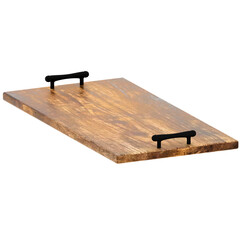 3d render wooden serving tray with transparent background