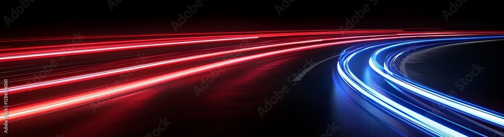 Poster technology settingtechnology background with abstract elements illuminated by long exposure light on
