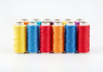 Colorful spools of thread symbolize creativity and diversity in sewing.colourful, background 