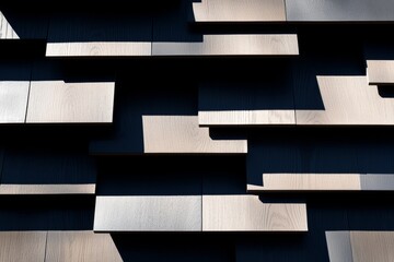 An exterior wall featuring wooden shingle shake siding in close detail