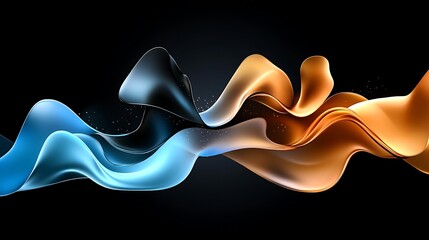 Fluid Gold and Sapphire: Abstract 3D Render of Flowing Forms AI Generated
