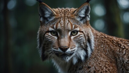 Obraz premium Close-up of a lynx in a winter forest
