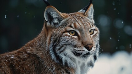 Obraz premium Close-up of a lynx in a winter forest