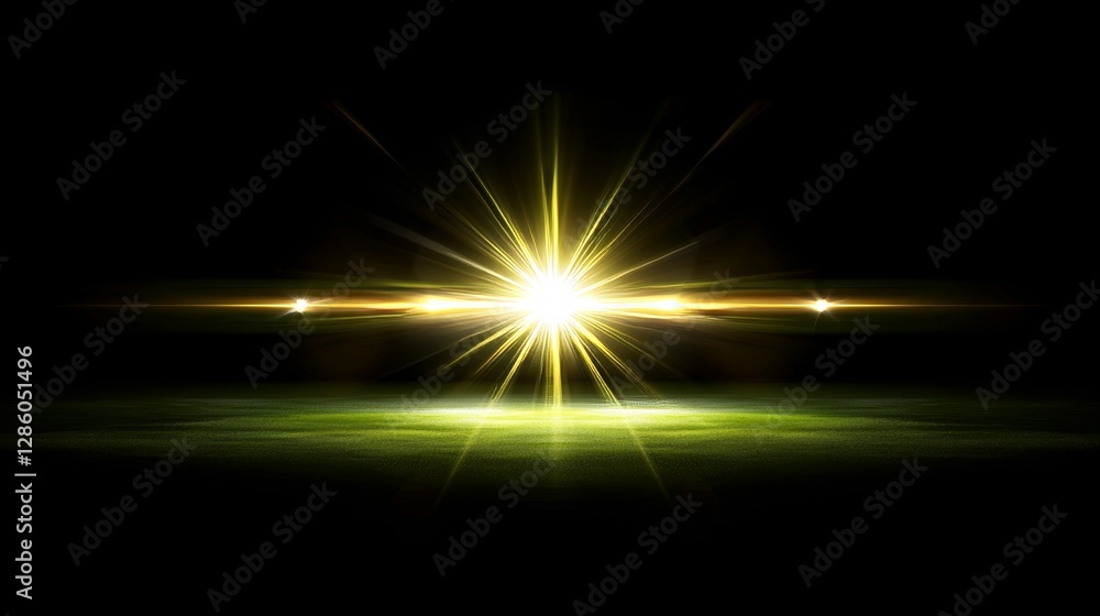 Aufkleber an abstract glowing sun burst featuring a digital lens flare. can you modify the color of the light 