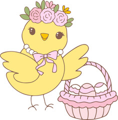 Cute_Pink_Coquette_Easter_Chick_Cartoon_Pastel_Retro_Happy_ Easter_Spring_Animal_Hand_Drawing