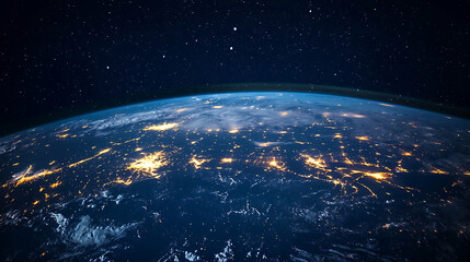 Obraz premium Earth at night, lit cities, space background, global view, inspirational image