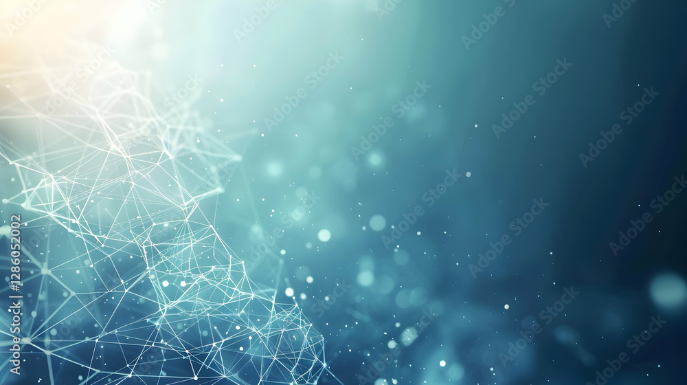 Poster abstract digital background with glowing particles and interconnected lines, representing technology