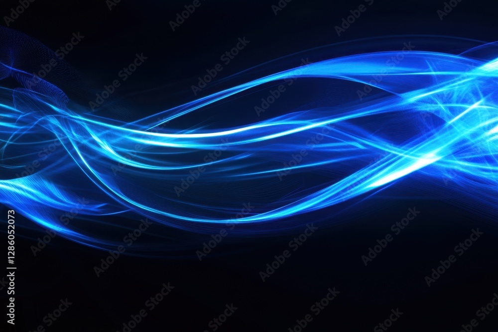 Poster vibrant blue waves dance across a dark canvas with an ethereal glow creating a mesmerizing visual ex