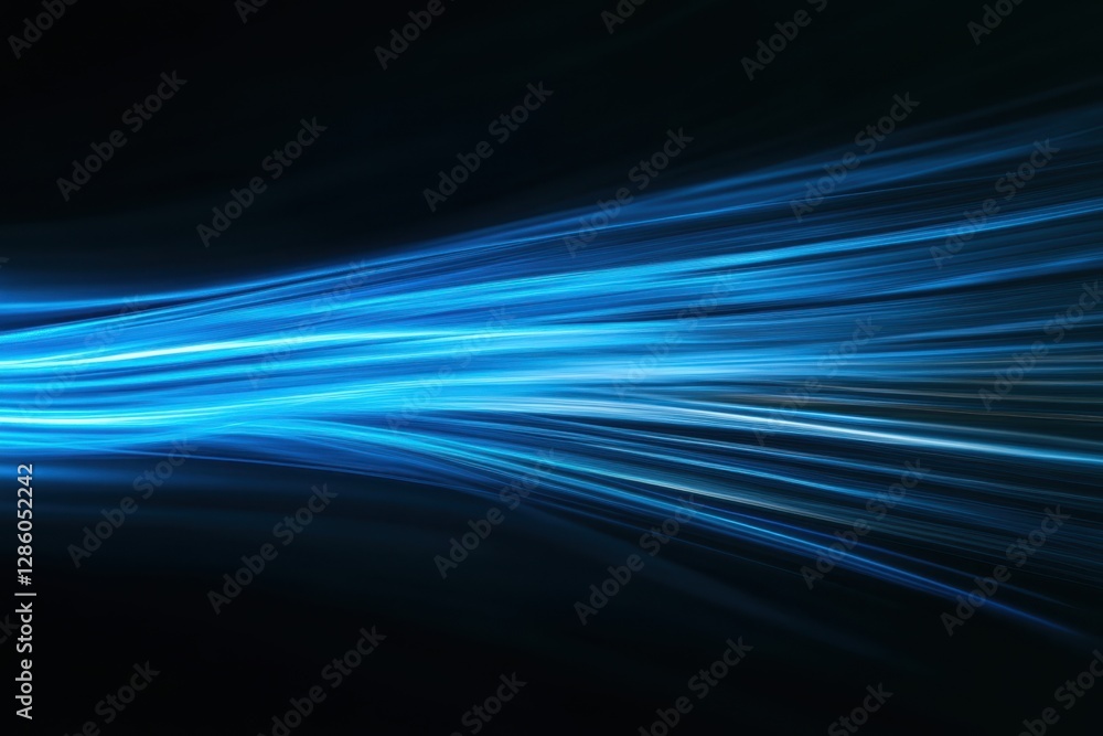 Poster dynamic blue light streaks create a mesmerizing flow in a dark and vibrant digital landscape. genera