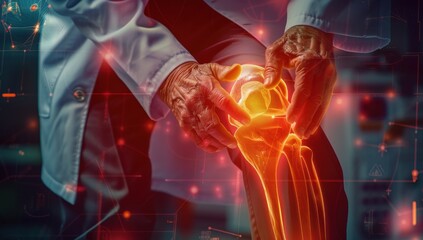 Joint Pain and the Science of Healing: A close-up, evocative image of a person experiencing knee pain, their hand tenderly holding the afflicted area.