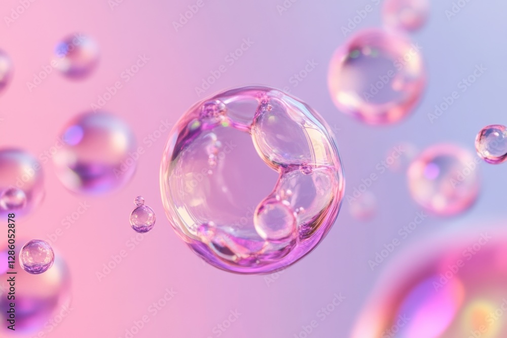 Poster bubbles floating gently in pastel hues create a whimsical, dreamlike atmosphere full of color and li