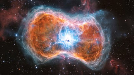 A futuristic observatory orbits a pulsating nebula, recording the birth of an interstellar anomaly