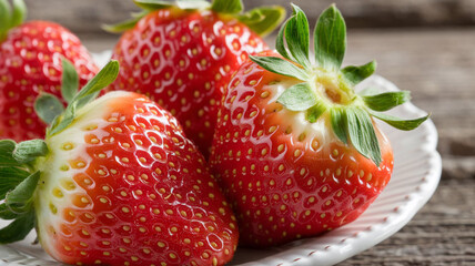 Freshly Picked Strawberries on a Vintage Plate