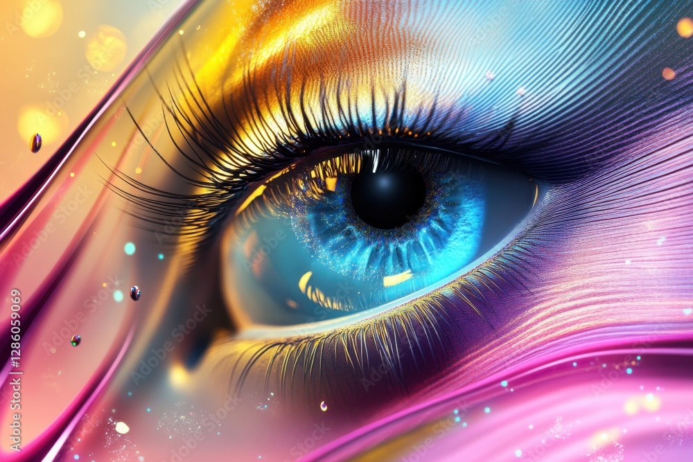Aufkleber vibrant artistry captures a mesmerizing close-up of an eye with sparkling colors and intricate detai