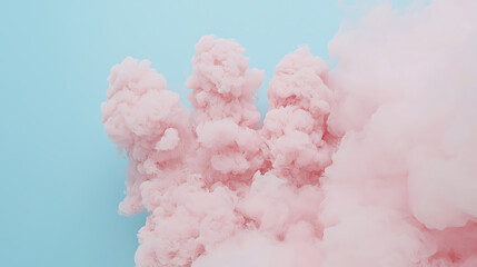 Pink Smoke Clouds Against Light Blue Background