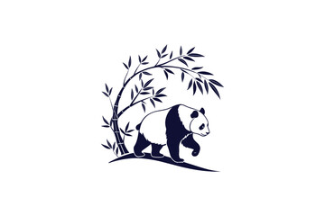 a cute panda silhouette vector art illustration