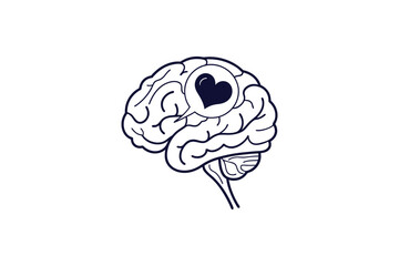 brain with a heart inside silhouette clip art vector illustration