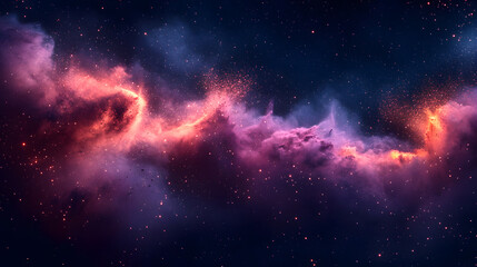 Fototapeta premium Cosmic Canvas: A breathtaking panorama of the celestial expanse, where swirling nebulas of vibrant colors ignite the darkness, sparking wonder and curiosity