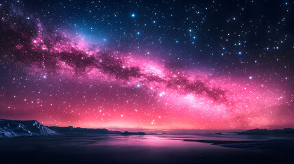Fototapeta premium Cosmic Symphony: Majestic view of a vibrant, dreamy galaxy, sprawling across the canvas of the night, a panorama of infinite possibilities 