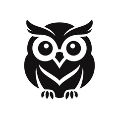 Owl logo vector illustration template black and white. Simple hand draw design of animal