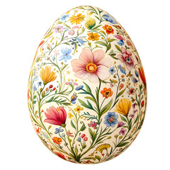 Beautifully decorated Easter egg featuring vibrant floral patterns and bright colors. Generative AI