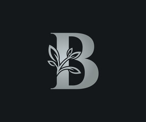 B Initial Elegant luxury floral logo