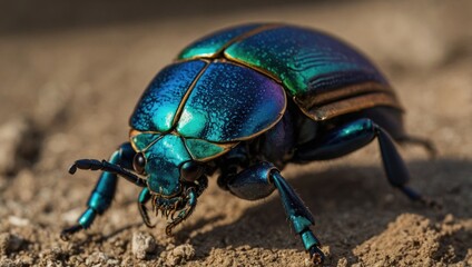 Naklejka premium A close-up of a colorful forest beetle