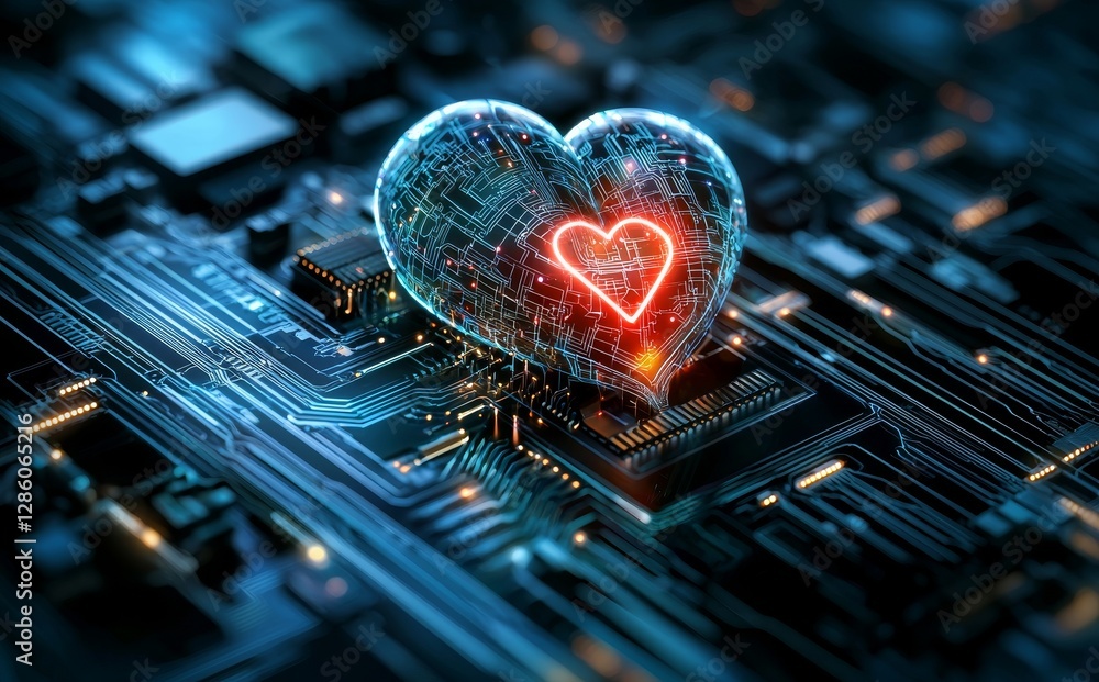 Poster the stock market concept is intertwined with big data. circuit board and machine learning. deep lear