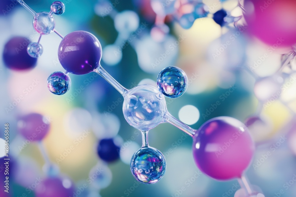 Poster exploring the captivating world of molecular structures with vibrant colors and intricate designs in