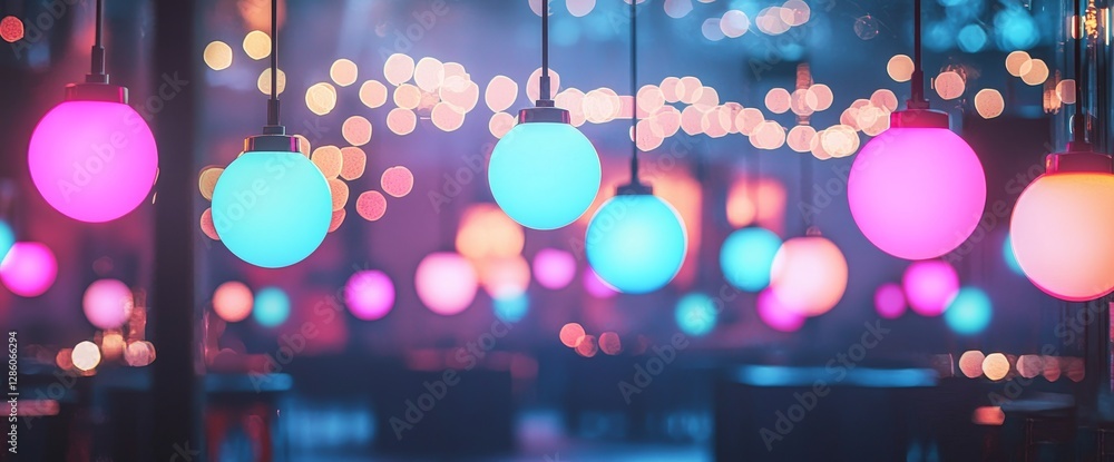 Poster featuring a festive dark background, the scene is enriched by bokeh and illuminated with light effec