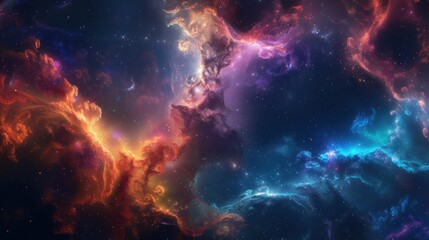 Fototapeta premium A mesmerizing galactic nebula with glowing cosmic clouds in deep space. sci-fi and astronomy visuals.