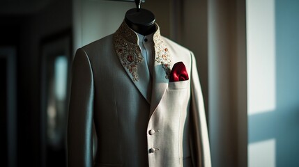 Elegant Beige Sherwani with Intricate Embroidery