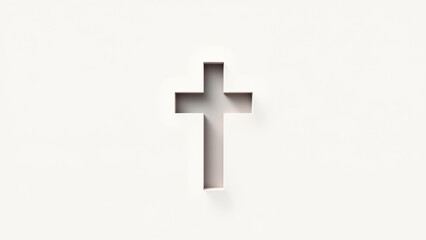 Obraz premium Cross symbol above a gray surface with a light source coming from below.