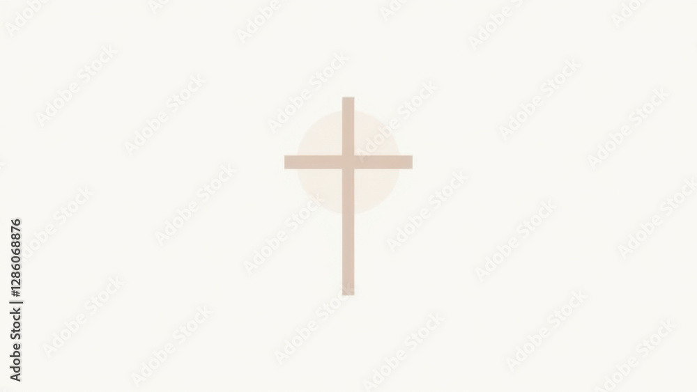 Aufkleber a minimalist christian cross design with a flat lay style on a textured background.