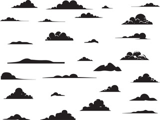 silhouettes of clouds vector sets for architecture render background