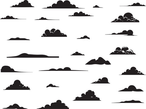 silhouettes of clouds vector sets for architecture render background