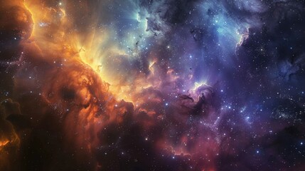 Fototapeta premium A mesmerizing galactic nebula with glowing cosmic clouds in deep space. sci-fi and astronomy visuals.
