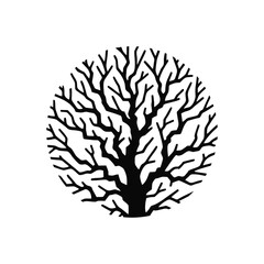 Dry tree logo vector illustration template. Simple design abstract in circle