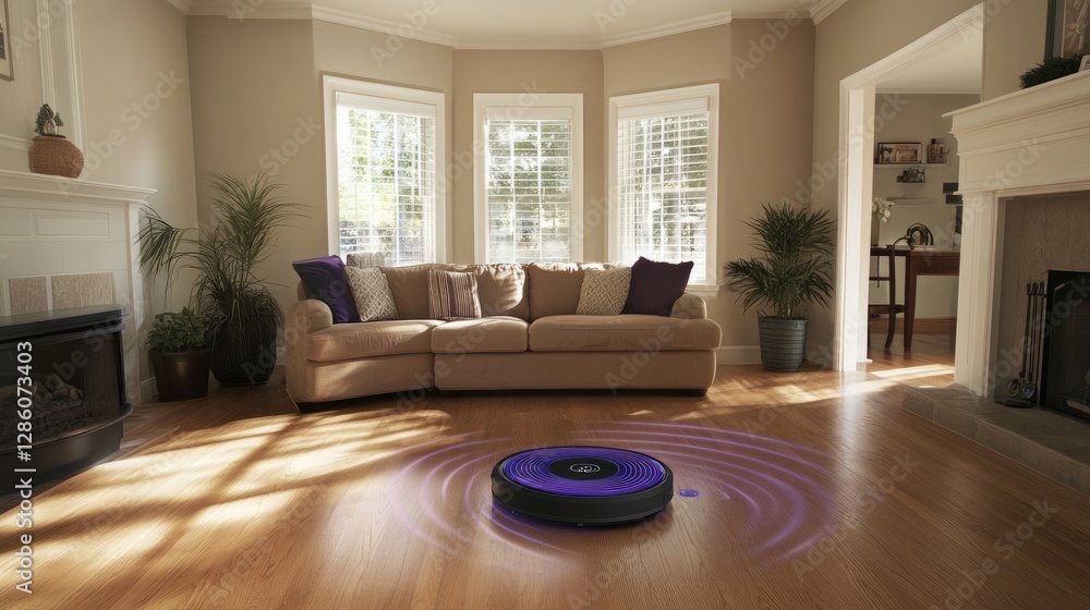 Poster multi-functional robotic vacuum mapping multiple rooms in a large home