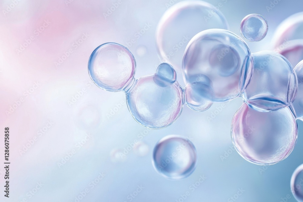 Poster colors of tranquility bloom in delicate soap bubbles drifting softly in the ethereal light of a sere