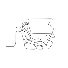 One continuous line drawing of a Pilot is on duty vector design illustration. Pilot on cabin design illustration simple linear style vector concept. Pilot illustration for your asset design.