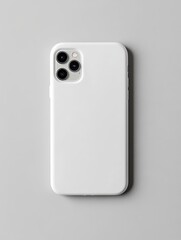 Mockup empty, blank white phone case back, on a plain gray background 