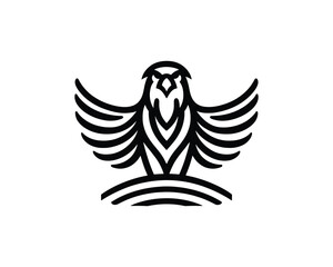 Silhouette Eagle bird logo design icon symbol vector illustration.