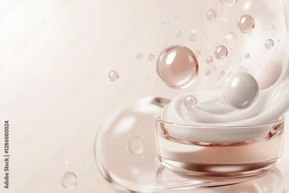 Aufkleber luxurious cream swirls with soft bubbles set against a gentle beige backdrop creating an elegant ski