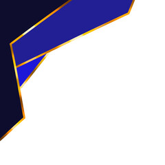 Blue and gold certificate corner border element for footer header background.