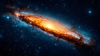 Obraz premium Andromeda Galaxy: A mesmerizing view of the spiral galaxy, with its swirling arms of stars, gas, and dust, set against the backdrop of the vast universe.